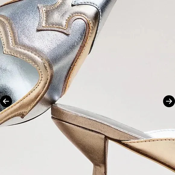 Maeve Silver and Gold kitten Heel mules sz 8.5 - Picture 2 of 7